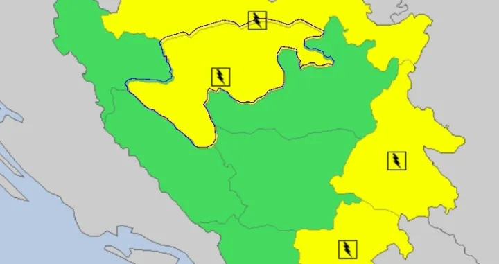 Budite na oprezu / Žuti meteoalarm upaljen za više područja u BiH