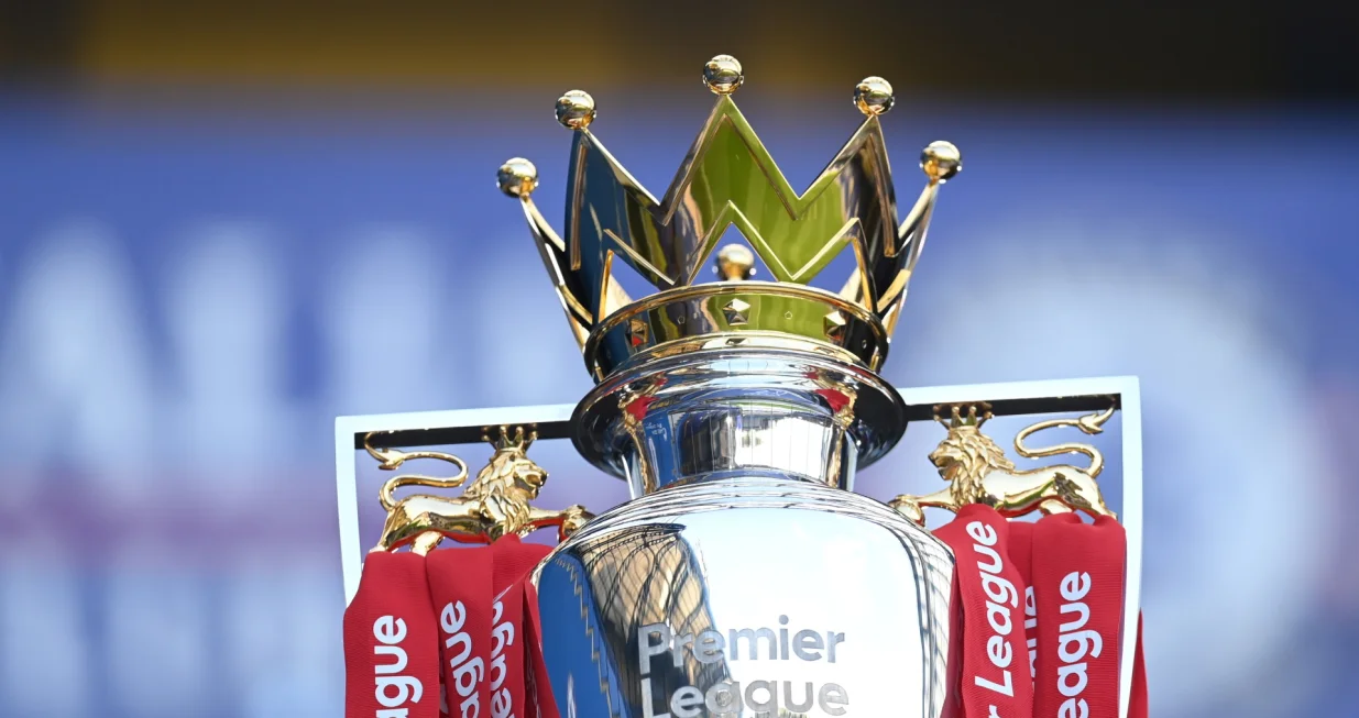 epa08683997 A close up of the Premier League trophy ahead of the English Premier League match between Chelsea vs Liverpool in London, Britain, 20 September 2020. EPA/Michael Regan/POOL EDITORIAL USE ONLY. No use with unauthorized audio, video, data, fixture lists, club/league logos or 'live' services. Online in-match use limited to 120 images, no video emulation. No use in betting, games or single club/league/player publications.