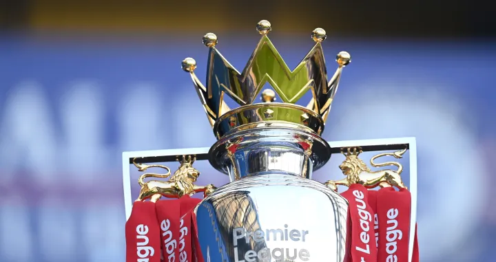 epa08683997 A close up of the Premier League trophy ahead of the English Premier League match between Chelsea vs Liverpool in London, Britain, 20 September 2020. EPA/Michael Regan/POOL EDITORIAL USE ONLY. No use with unauthorized audio, video, data, fixture lists, club/league logos or 'live' services. Online in-match use limited to 120 images, no video emulation. No use in betting, games or single club/league/player publications.