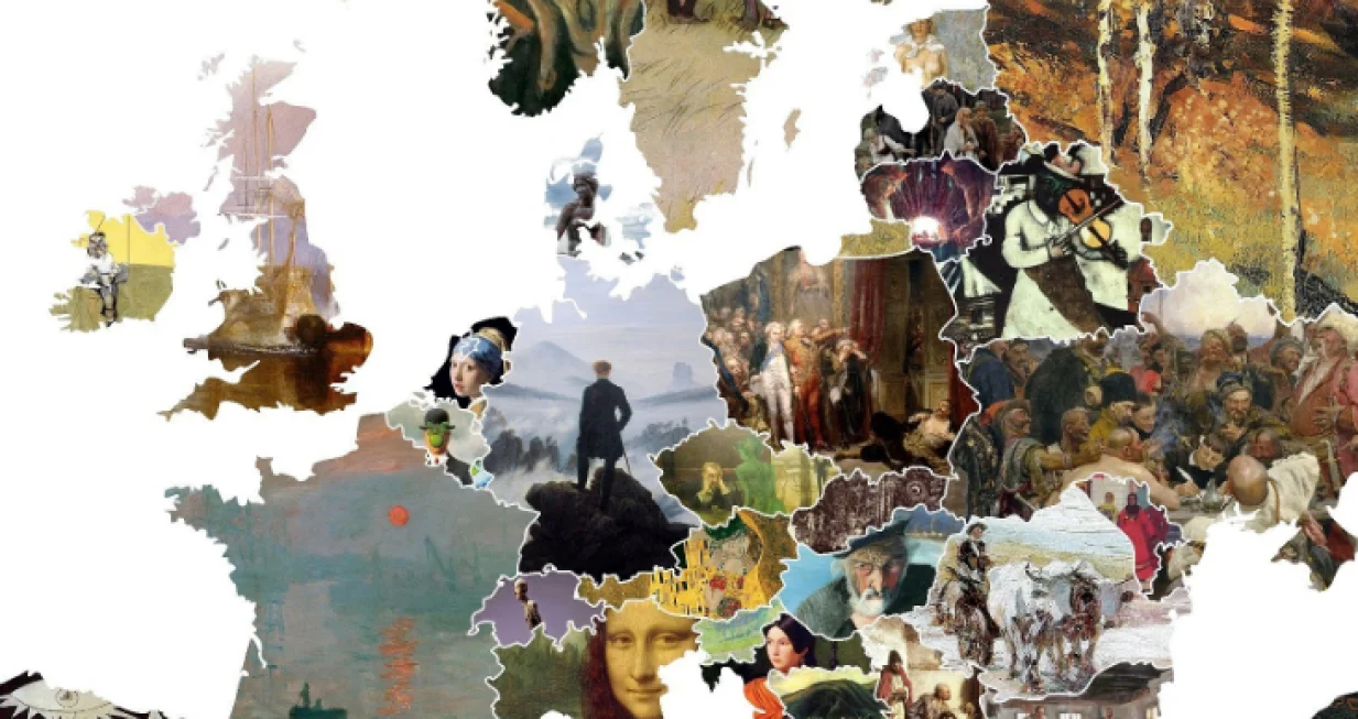 Karta Europe napravljena od slavnih umjetničkih djela<br>twitter<br>/