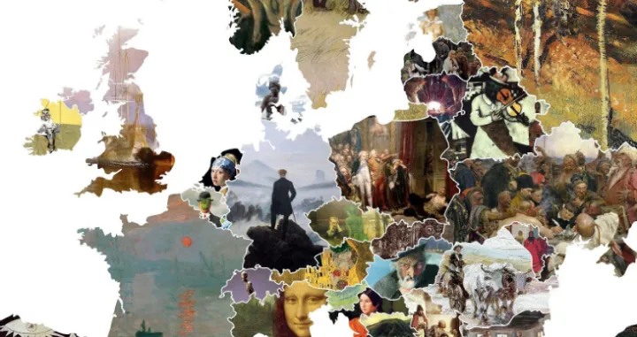 Karta Europe napravljena od slavnih umjetničkih djela<br>twitter<br>/