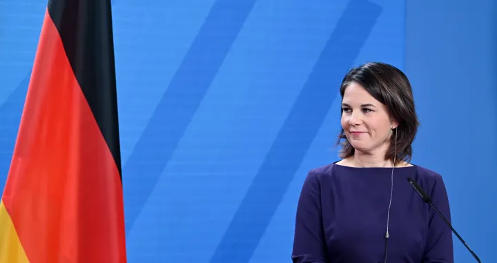 epa10396918 German Foreign Minister Annalena Baerbock smiles during a press conference at the Foreign Ministry in Berlin, Germany, 09 January 2023. Baerbock met Cypriot Foreign Minister Kasoulidis for bilateral talks. EPA/FILIP SINGER/Filip Singer