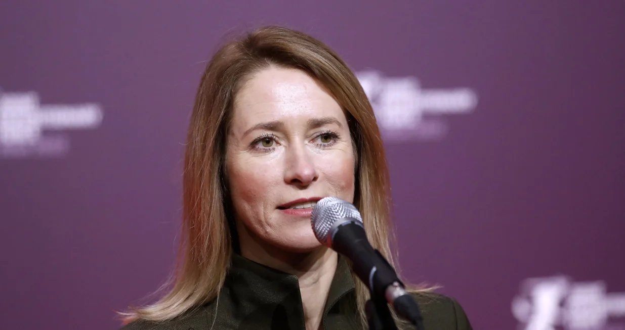 epa10373717 Estonia's Prime Minister Kaja Kallas speaks to the media during a doorstep at the Summit of the Joint Expeditionary Force (JEF) in Riga, Latvia, 19 December 2022. The JEF heads of state, government and ministers met in Riga to discuss Russia's invasion of Ukraine and consequent changes in the security climate in the North Atlantic, Baltic Sea and the High North regions, and on measures to improve regional security. The JEF is a coalition of nations (Denmark, Estonia, Finland, Iceland, Latvia, Lithuania, Netherlands, Norway, Sweden and the United Kingdom). EPA/TOMS KALNINS/Toms Kalnins