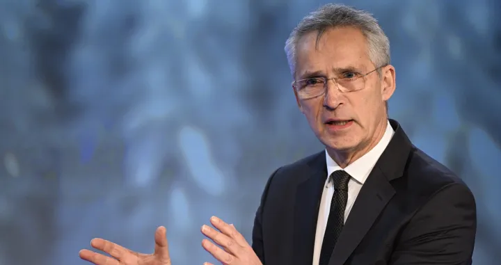 epa10395546 NATO Secretary General Jens Stoltenberg speaks during the annual Society and Defence Conference in Salen, Sweden, 08 January 2023. The Society and Defence Conference (Folk och Försvar) Annual National Conference is the foremost meeting place for the Swedish security and defence policy community. EPA/Henrik Montgomery SWEDEN OUT/Henrik Montgomery