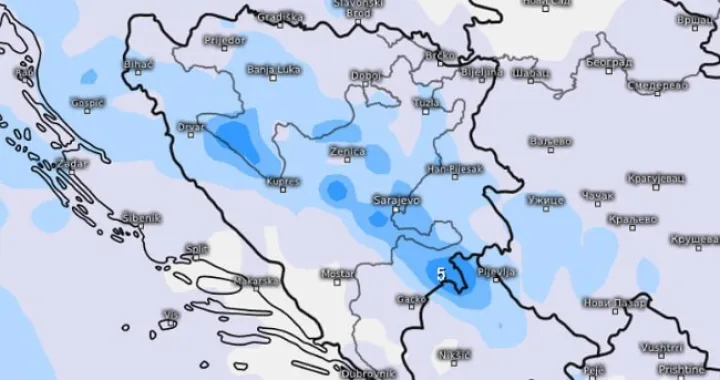 Vremenska prognoza za BiH, količina ki&scaron;e do 15. aprila/BH Meteo/