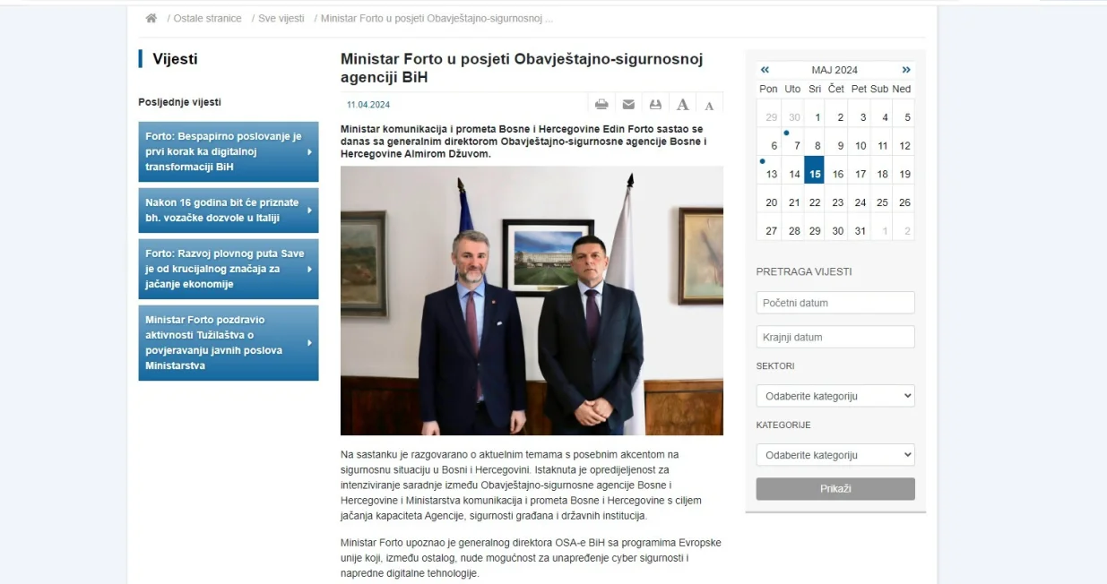 Ministar Forto u posjeti OSA-i/