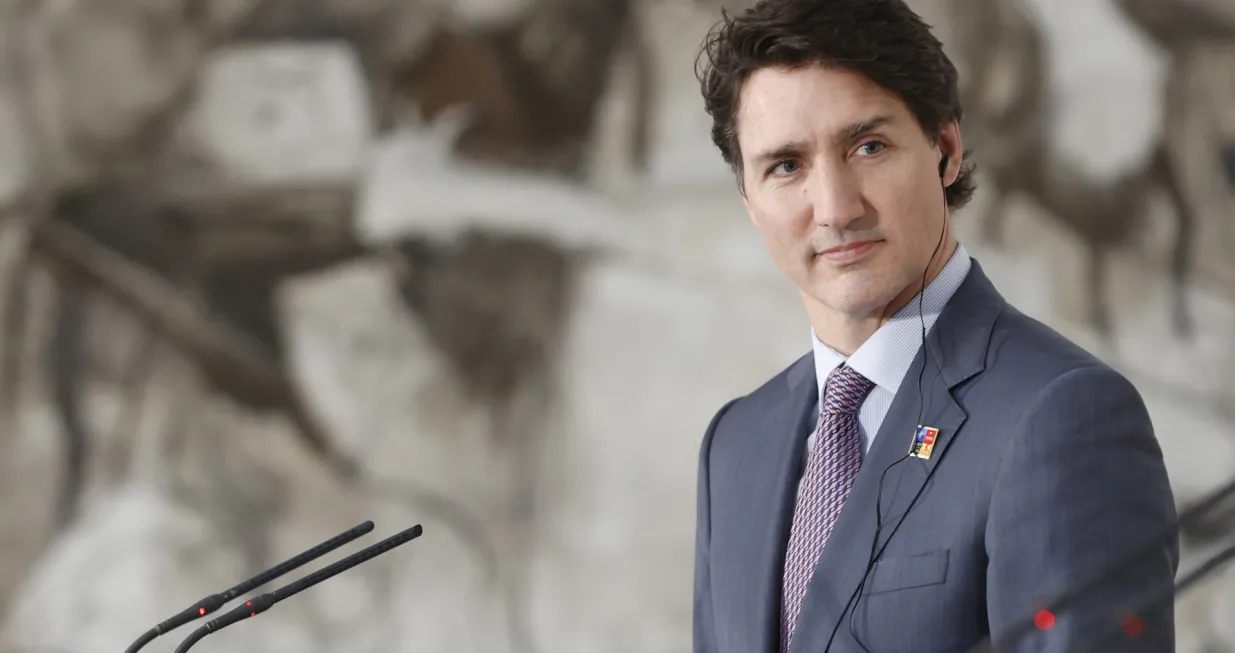 epa10043823 Canadian Prime Minister, Justin Trudeau, and Spanish counterpart, Pedro Sanchez (not pictured), deliver a press conference following their meeting held in the framework of NATO Summit, at La Moncloa Palace, in Madrid, Spain, 30 June 2022. Heads of State and Government from NATO's member countries and key partners are gathering in Madrid to discuss important issues facing the Alliance and endorse NATO's new Strategic Concept, the Organization said. Spain is hosting the 2022 NATO Summit coinciding with the 40th anniversary of its accession to NATO. EPA/Mariscal/Mariscal