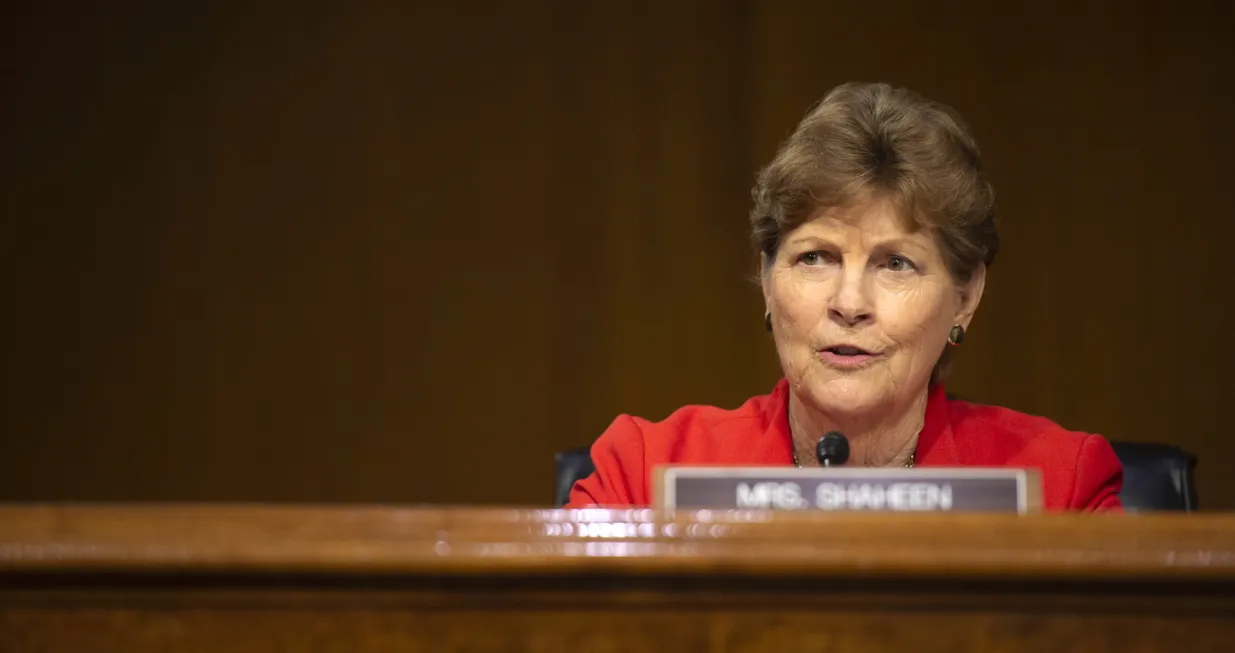 epa09910415 Sen. Jeanne Shaheen, D-NH, speaks during a Senate Foreign Relations Committee Hearing on the Fiscal Year 2023 Budget at the US Capitol in Washington, DC, USA, 26 April 2022. EPA/BONNIE CASH/POOL/Bonnie Cash/Pool