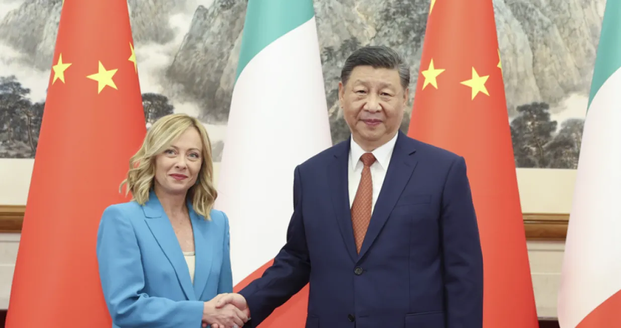 Giorgia Meloni i Xi Jinping/Cctv