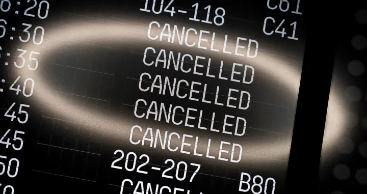 epaselect epa10248234 A reflection on an electronic board showing some cancelled flights at the Cologne Bonn Airport in Cologne, Germany, 17 October 2022. Lufthansa's subsidiary airline Eurowings announced it will run little over half of its scheduled 400 flights between 17 and 19 October 2022, amid a strike over pilot's wages that is likely to affect tens of thousands of passengers. EPA/SASCHA STEINBACH/Sascha Steinbach