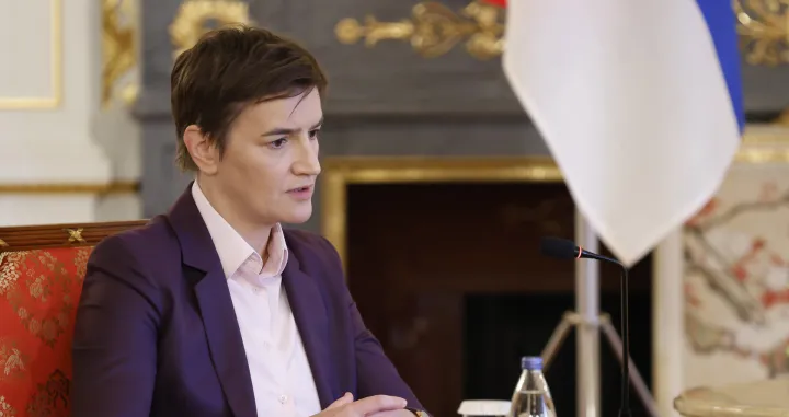 epa10210969 Ana Brnabic, Serbia's prime minister, attends a meeting with Fumio Kishida (not pictured), Japan's prime minister, at Akasaka Palace state guest house in Tokyo, Japan, 28 September 2022. Kishida has sought to portray Tuesday's state funeral of former Prime Minister Shinzo Abe as an opportunity for diplomacy, planning talks with 30 top officials in three days. EPA/Kiyoshi Ota/POOL/Kiyoshi Ota/Pool