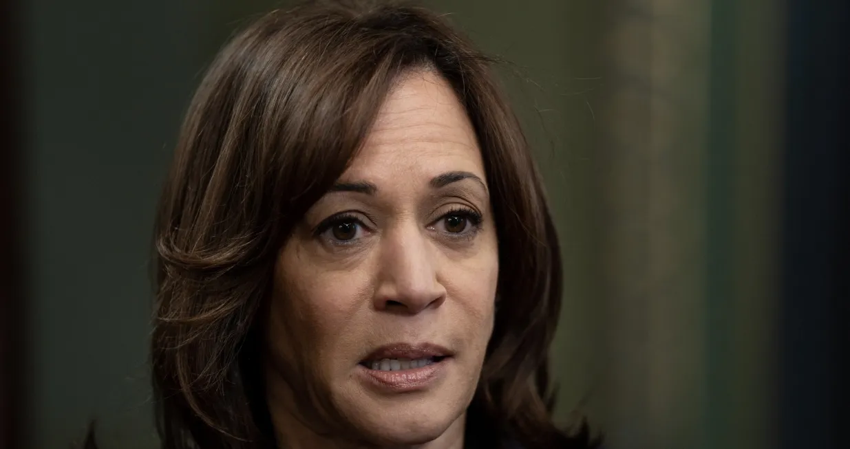 epa10397283 US Vice President Kamala Harris speaks to members of the media after ceremonially swearing-in Ambassador Elizabeth Bagley as Ambassador to Brazil, in the Eisenhower Executive Office Building in Washington, DC, USA, 09 January 2023. Ambassador Bagley was sworn in on a personal bible held by her son Conor Bagley and daughter Vaughan Bagley. EPA/LEIGH VOGEL/POOL/Leigh Vogel/Pool