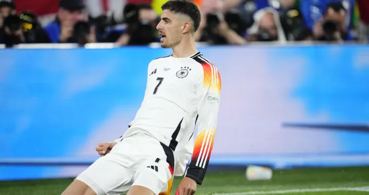 Kai Havertz reorezentativac Njemačke proslavlja gol postignut iz penala na utakmici osmine finala protiv selekcije Danske koja se igra na BVB stadionu u Dortmundu u Njemačkoj koja je domaćin Evropskog prvenstva (EURO 2024) (Jose Breton - Anadolu Agency)