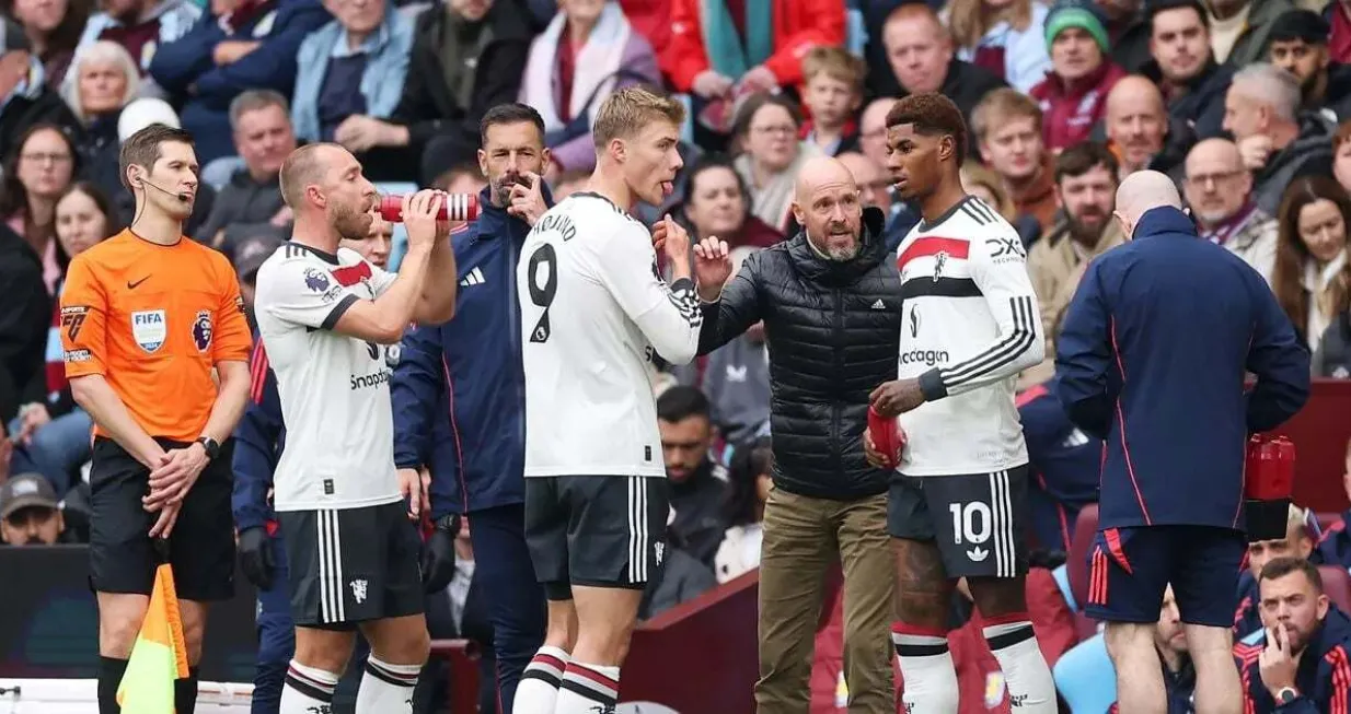 Aston Villa - Manchester United Christian EriksenRuud van NistelrooyRasmus Hojlund Erik ten HagMarcus Rashford