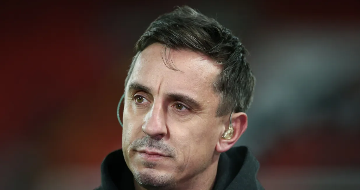 epa10382940 Former Manchester United's player Gary Neville speaks before the English Premier League soccer match between Liverpool FC and Leicester City in Liverpool, Britain, 30 December 2022. EPA/Adam Vaughan EDITORIAL USE ONLY. No use with unauthorized audio, video, data, fixture lists, club/league logos or 'live' services. Online in-match use limited to 120 images, no video emulation. No use in betting, games or single club/league/player publications