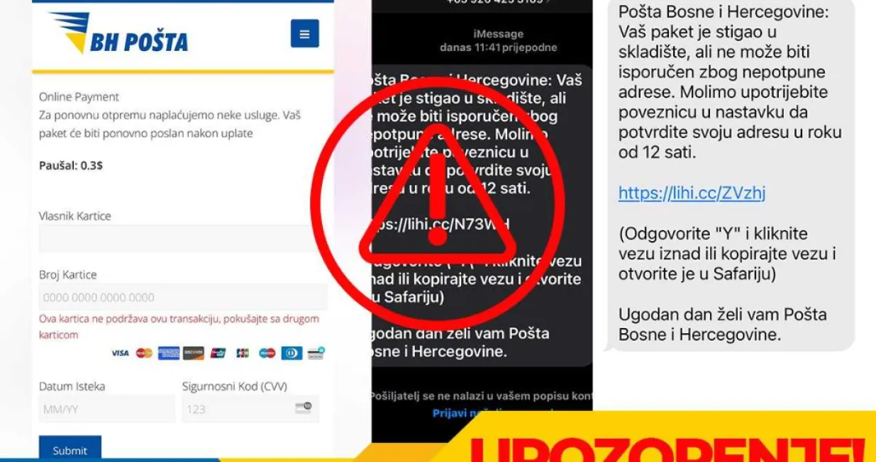 bhpošta upozorenje prevara/