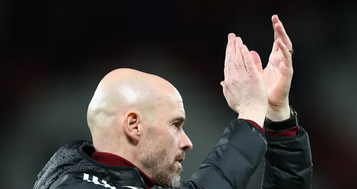 epa10387876 Manchester United Manager Erik ten Hag reacts following the English Premier League soccer match between Manchester United and AFC Bournemouth, in Manchester, Britain, 03 January 2023. EPA/ADAM VAUGHAN EDITORIAL USE ONLY. No use with unauthorized audio, video, data, fixture lists, club/league logos or 'live' services. Online in-match use limited to 120 images, no video emulation. No use in betting, games or single club/league/player publications.