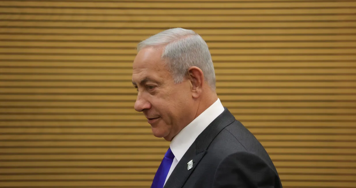 epa10396857 Israeli Prime Minister Benjamin Netanyahu arrives to attend his Likud party faction meeting at the Knesset, the Israeli Parliament in Jerusalem, 09 January 2023. EPA/ABIR SULTAN/Abir Sultan