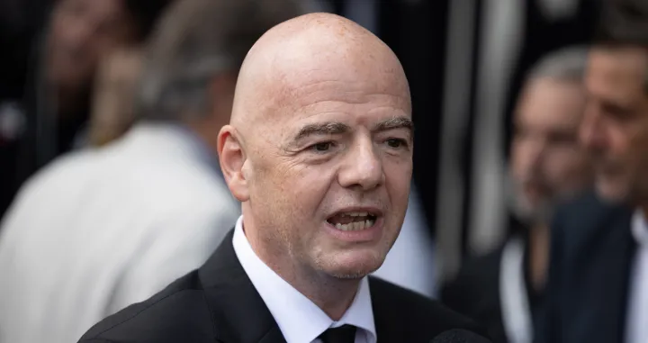 epa10386385 FIFA President Gianni Infantino attends the wake for Edson Arantes do Nascimento 'Pele', at the Vila Belmiro stadium in the city of Santos, Brazil, 02 January 2023. Several Brazilian soccer fans spent the night lining up to attend Pele's wake who died on 29 December 2022 at the age of 82. EPA/Isaac Fontana