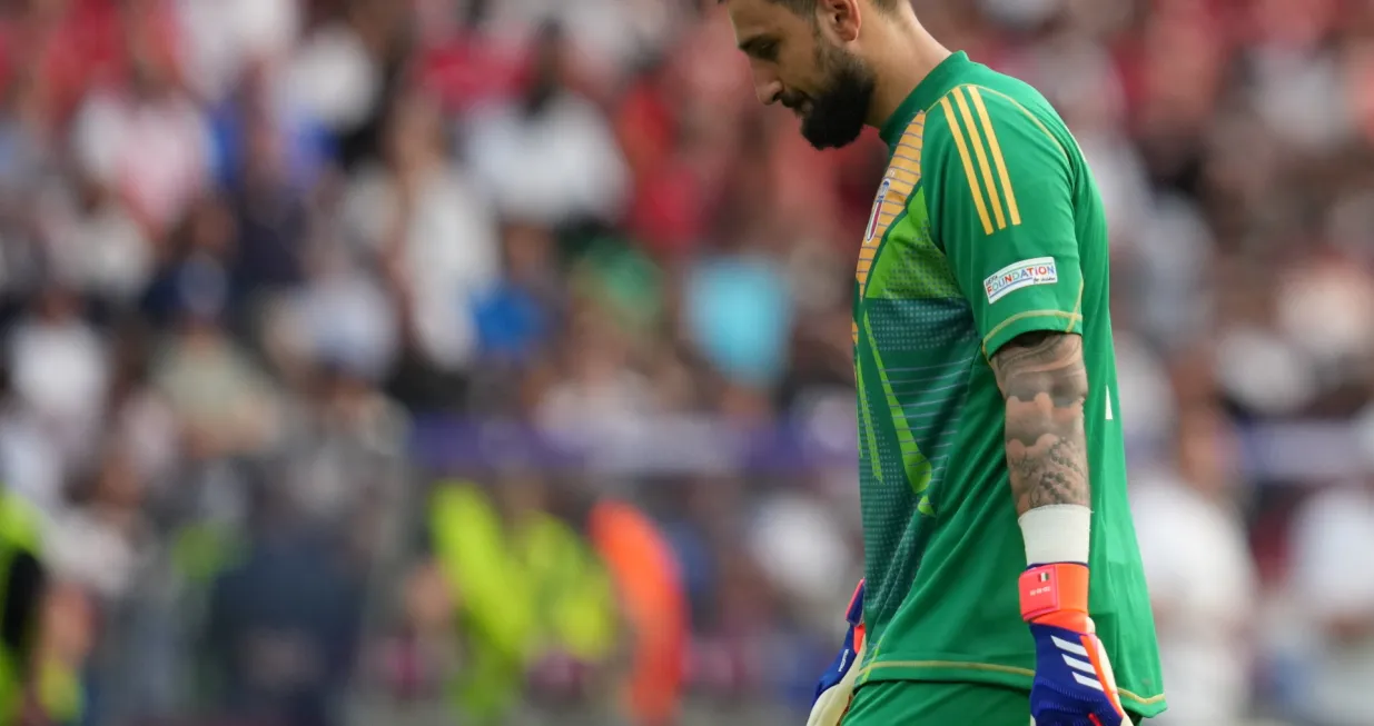 BERLIN, GERMANY - JUNE 29: Goalkeeper Gianluigi Donnarumma of Italy gestures during the UEFA Euro 2024 round of 16 football match between Switzerland and Italy at Olympiastadion Berlin in Berlin on June 29, 2024. (Mahmut Serdar Alakuş - Anadolu Agency)