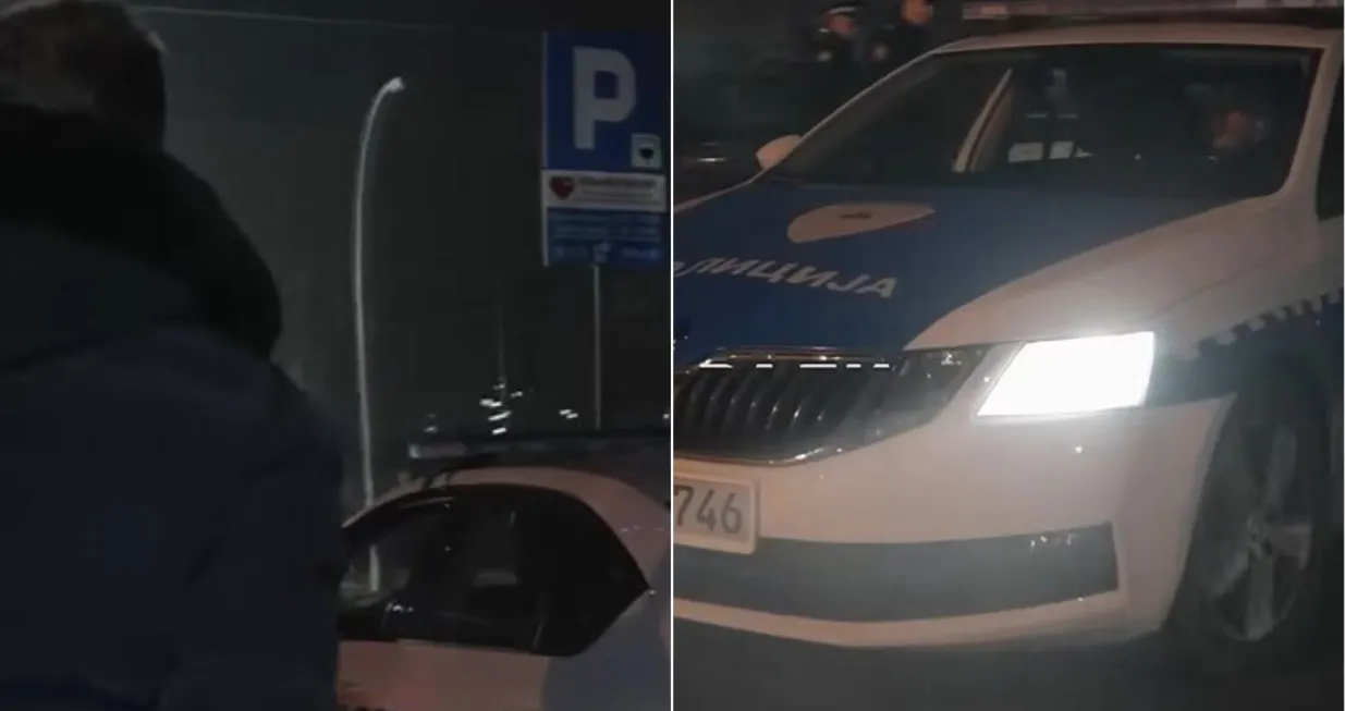 Stanivuković nadgleda odlazak policije sa parkinga/Screenshot/Almir Sarenkapa