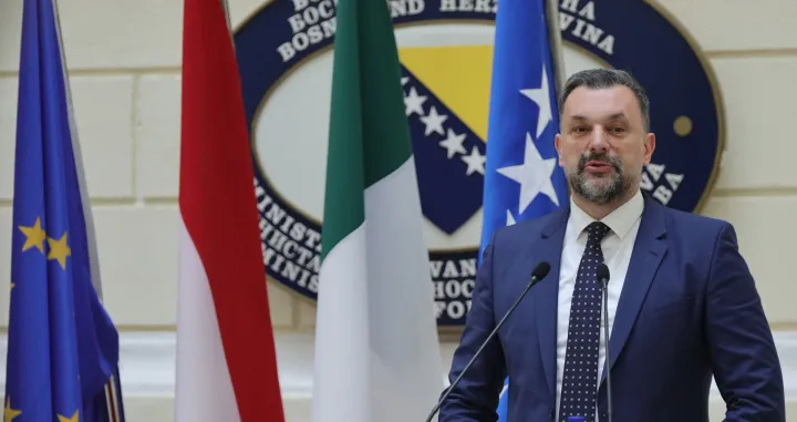 Mvp BiH - Antonio Tajani i Alexander Schallenberg, šefovi diplomatija Italije i Austrije i Elmedin Konaković/Senad Gubelić