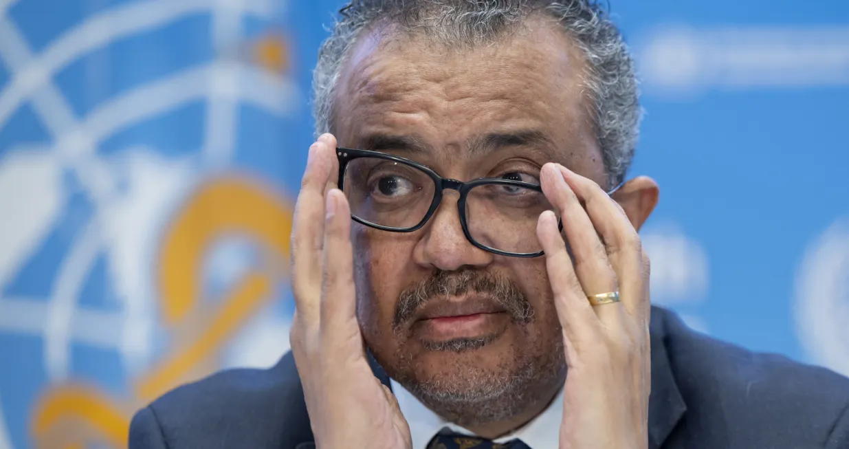 epa10365579 Director General of the World Health Organization (WHO) Tedros Adhanom Ghebreyesus during a press conference organized by the Geneva Association of United Nations Correspondents (ACANU) at the WHO headquarters in Geneva, Switzerland, 14 December 2022. EPA/MARTIAL TREZZINI/Martial Trezzini