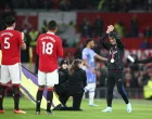 epa10387944 Lisandro Martinez of Manchester United displays his World Cup winners' medal before the English Premier League soccer match between Manchester United and AFC Bournemouth at Old Trafford in Manchester, Britain, 03 January 2023. EPA/ADAM VAUGHAN EDITORIAL USE ONLY. No use with unauthorized audio, video, data, fixture lists, club/league logos or 'live' services. Online in-match use limited to 120 images, no video emulation. No use in betting, games or single club/league/player publications.