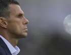 epa09992583 Greece's head coach Gustavo Poyet reacts during the UEFA Nations League soccer match between Northern Ireland and Greece at Windsor Park in Belfast, Northern Ireland, Britain, 02 June 2022. EPA/MARK MARLOW