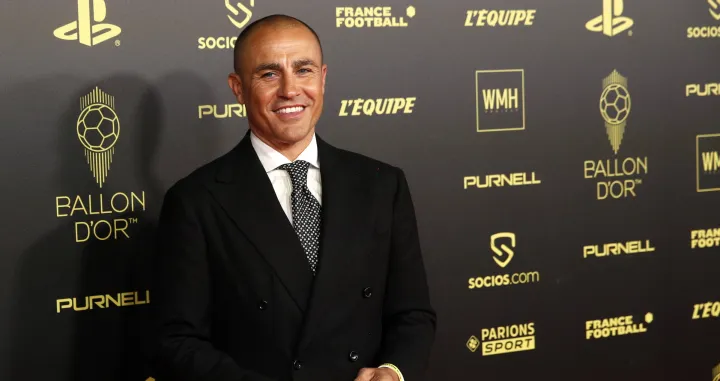 epa09611373 Former Italian international and 2006 FIFA World Cup winner Fabio Cannavaro arrives for the 2021 Ballon d'Or ceremony at Theatre du Chatelet in Paris, France, 29 November 2021. EPA/YOAN VALAT