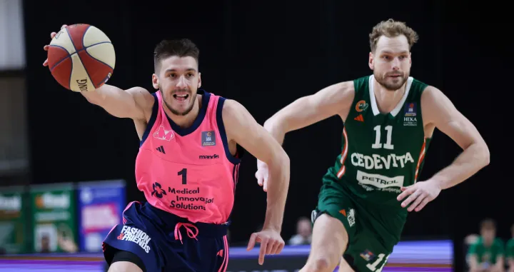 in action during ABA League 2024/2025 basketball match between Cedevita Olimpija and Mega MIS in Ljubljana, Slovenia on November 16, 2024. Photo: Filip Barbalic