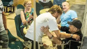 15.07.2024., Mostar, Bosna i Hercegovina - Svecana premijera filma "HSK Zrinjski - Prica o ponosu". Luka Modric susreo se sa svojim trenerom iz Zrinjskog, Franjom Dzidicem. Photo: Denis Kapetanovic/PIXSELL