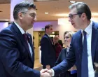 Andrej Plenković i Aleksandar Vučić u Davosu/