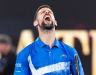 Jan 17, 2025; Melbourne, Victoria, Australia; Novak Djokovic of Serbia celebrates during his match against Tomas Machac of Czech Republic in the third round of the men's singles at the 2025 Australian Open at Melbourne Park. Mandatory Credit: Mike Frey-Imagn Images/Sipa USA Photo: Imagn Images/SIPA USA