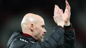 epa10387876 Manchester United Manager Erik ten Hag reacts following the English Premier League soccer match between Manchester United and AFC Bournemouth, in Manchester, Britain, 03 January 2023. EPA/ADAM VAUGHAN EDITORIAL USE ONLY. No use with unauthorized audio, video, data, fixture lists, club/league logos or 'live' services. Online in-match use limited to 120 images, no video emulation. No use in betting, games or single club/league/player publications.