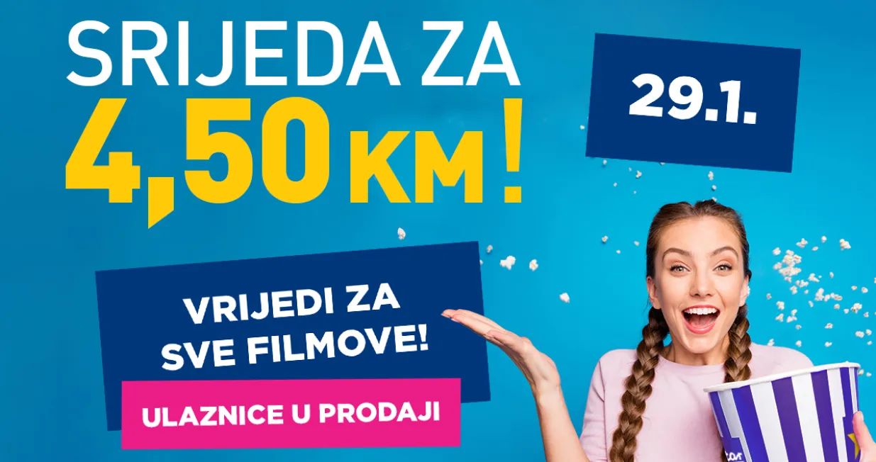 U srijedu 29. januara u CineStaru ulaznice samo 4,50 KM//