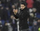 epa10384349 Mikel Arteta manager of Arsenal applauds the fans after the English Premier League soccer match between Brighton & Hove Albion FC and Arsenal London in Brighton, Britain, 31 December 2022. EPA/Vince Mignott EDITORIAL USE ONLY. No use with unauthorized audio, video, data, fixture lists, club/league logos or 'live' services. Online in-match use limited to 120 images, no video emulation. No use in betting, games or single club/league/player publications