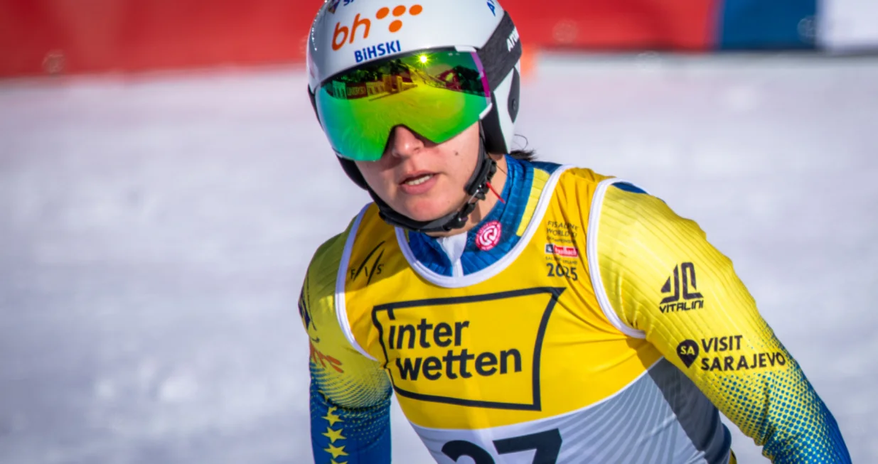 04 February 2025, Austria, Saalbach-Hinterglemm: Alpine Skiing, World Championships, Downhill, Ladies, First Training, Elvedina Muzaferija from Bosnia and Herzegovina. Photo: Jens B?ttner/dpa Photo: Jens B?ttner/DPA