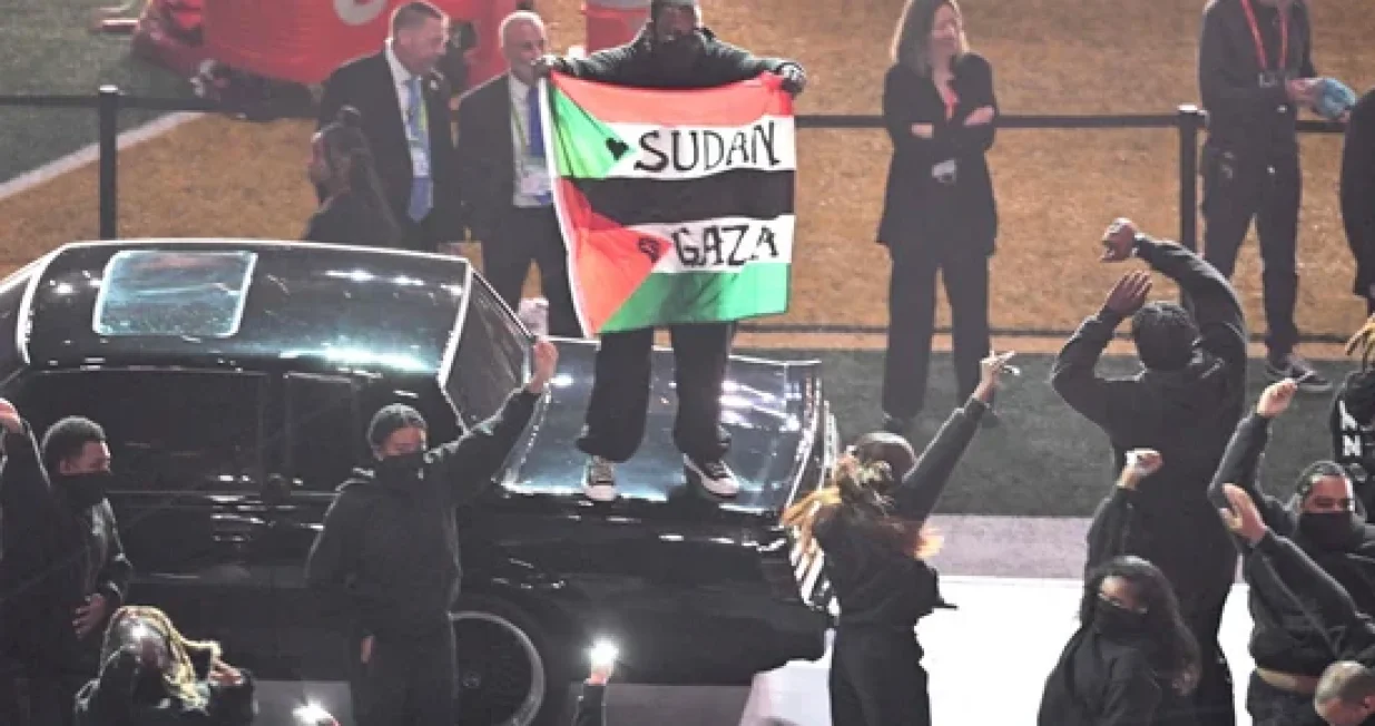 zastava, sudan, gaza, super bowl, 2025, kendrick lamar//