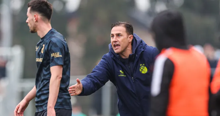 11.02.2025., Gradski stadion, Bjelovar - SuperSport Hrvatski nogometni kup, osmina finala, NK Bjelovar - GNK Dinamo.Arber Hoxha, trener Fabio Cannavaro Photo: Luka stanzl/PIXSELL