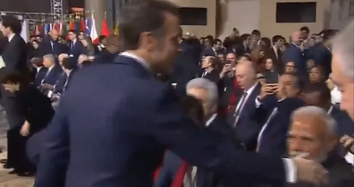 Emmanuel Macron predsjednik Francuske i indijski premijer Narendra Modi/Prtsc