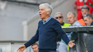 epa10389065 Atalanta's Head Coach Gian Piero Gasperini reacts during the Italian soccer Serie A match between Spezia Calcio and Atalanta BC at the Alberto Picco stadium in La Spezia, Italy, 04 January 2023. EPA/FABIO FAGIOLINI