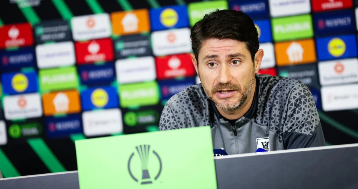 Victor Sanchez during press conference of NK Olimpija before the UEFA Champions League match against Larne F.C. on November 27, 2024 at Stadium Siska in Ljubljana, Slovenia. Photo by Luka Vovk/Sportida