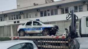 Uništeno policijsko vozilo/MUP HNK//