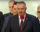 Radovan Višković, premijer Republike Srpske, obraćanje na mitingu/