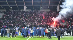 Slavlje fudbalera Borca nakon prolaska protiv Olimpije (FOTO: Vladimir Šutvić, Borac Sport)