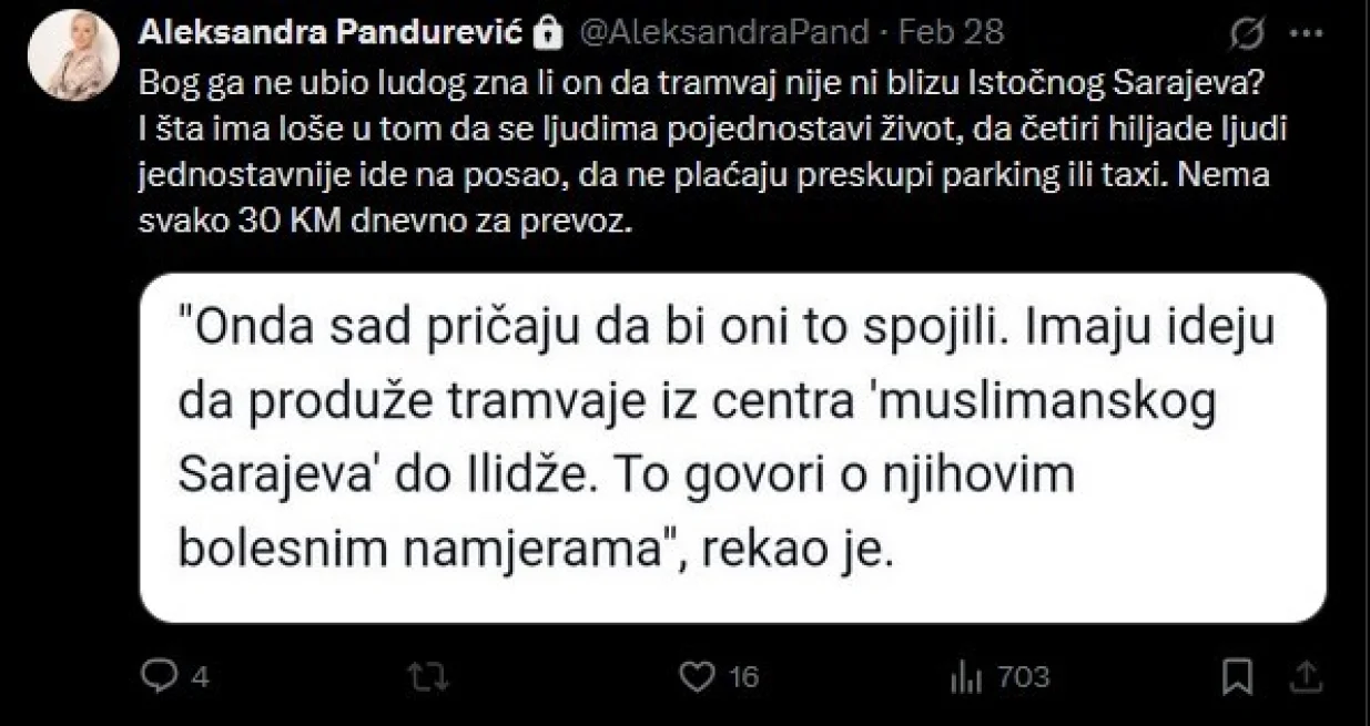 Objava Aleksandre Pandurević/