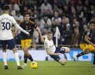 epa10302077 Leeds United's Pascal Struijk (2-L) and Tottenham's Dejan Kulusevski (2-R) in action during the English Premier League soccer match between Tottenham Hotspur and Leeds United in London, Britain, 12 November 2022. EPA/TOLGA AKMEN EDITORIAL USE ONLY. No use with unauthorized audio, video, data, fixture lists, club/league logos or 'live' services. Online in-match use limited to 120 images, no video emulation. No use in betting, games or single club/league/player publications