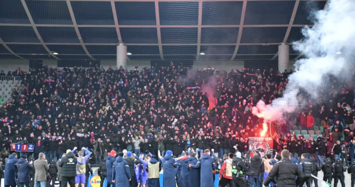 Slavlje fudbalera Borca nakon prolaska protiv Olimpije (FOTO: Vladimir Šutvić, Borac Sport)