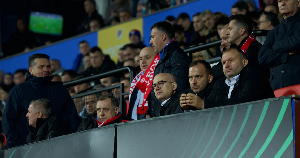 06.03.2025., Gradski stadion, Banja Luka (BiH) - U prvoj utakmici osmine finala Konferencijske lige Borac je u Banjaluci remizirao sa Rapidom iz Beca rezultatom 1:1. Strijelac za Rapid je bio hrvatski internacionalac Dion Beljo, dok je Borcu remi obezbjedio David Vukovic golom iz penala na kraju utakmice.Photo: Dejan Rakita/Pixsell Photo: Dejan Rakita/PIXSELL